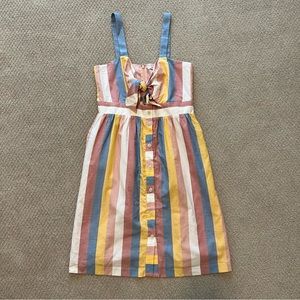 NWT Size 10 Tie-Front Cutout Button Up Madewell Dress in Sherbet Stripe